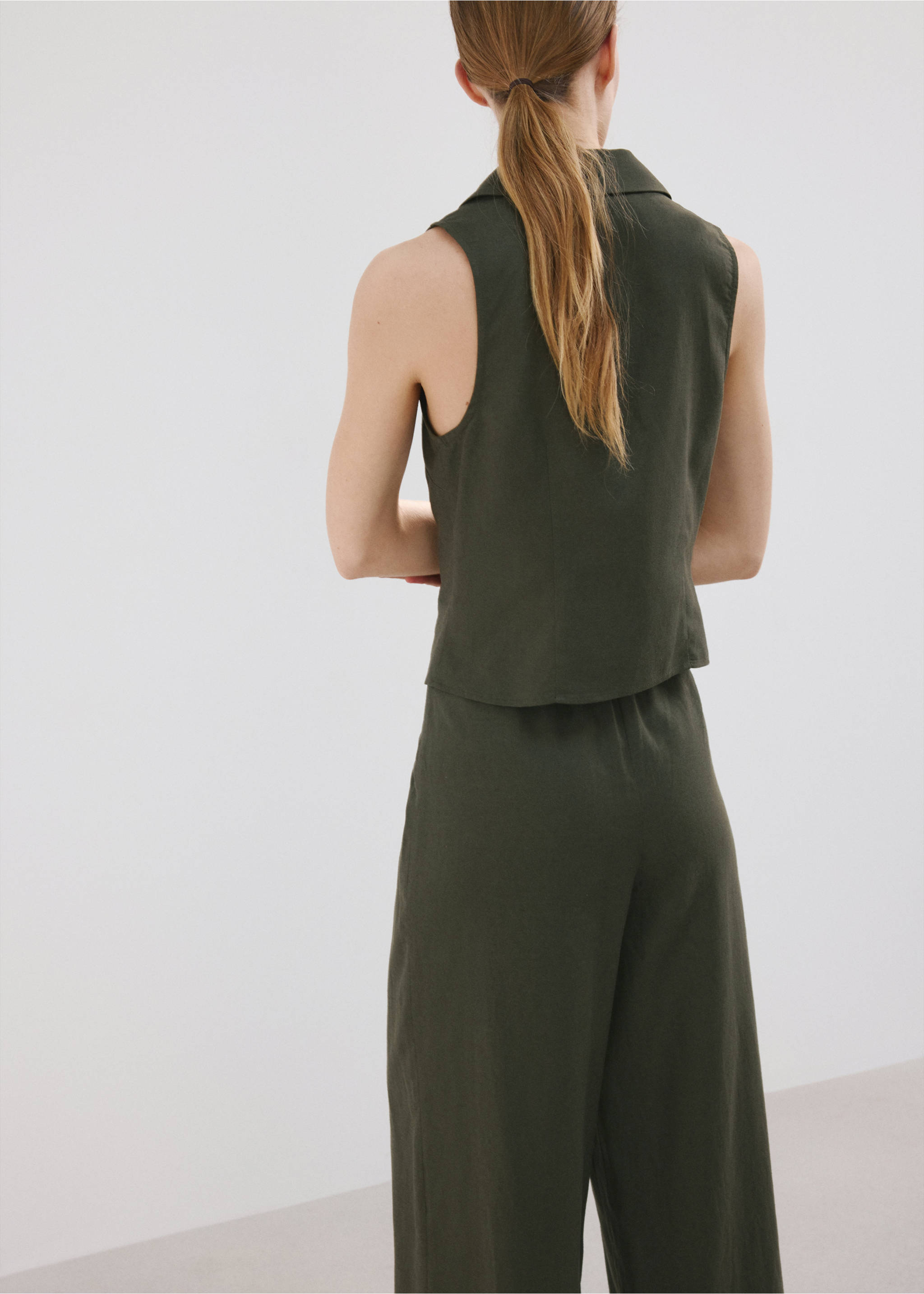 Tie strap top - Reverse of the article, Khaki. Ref: 27037160-00.