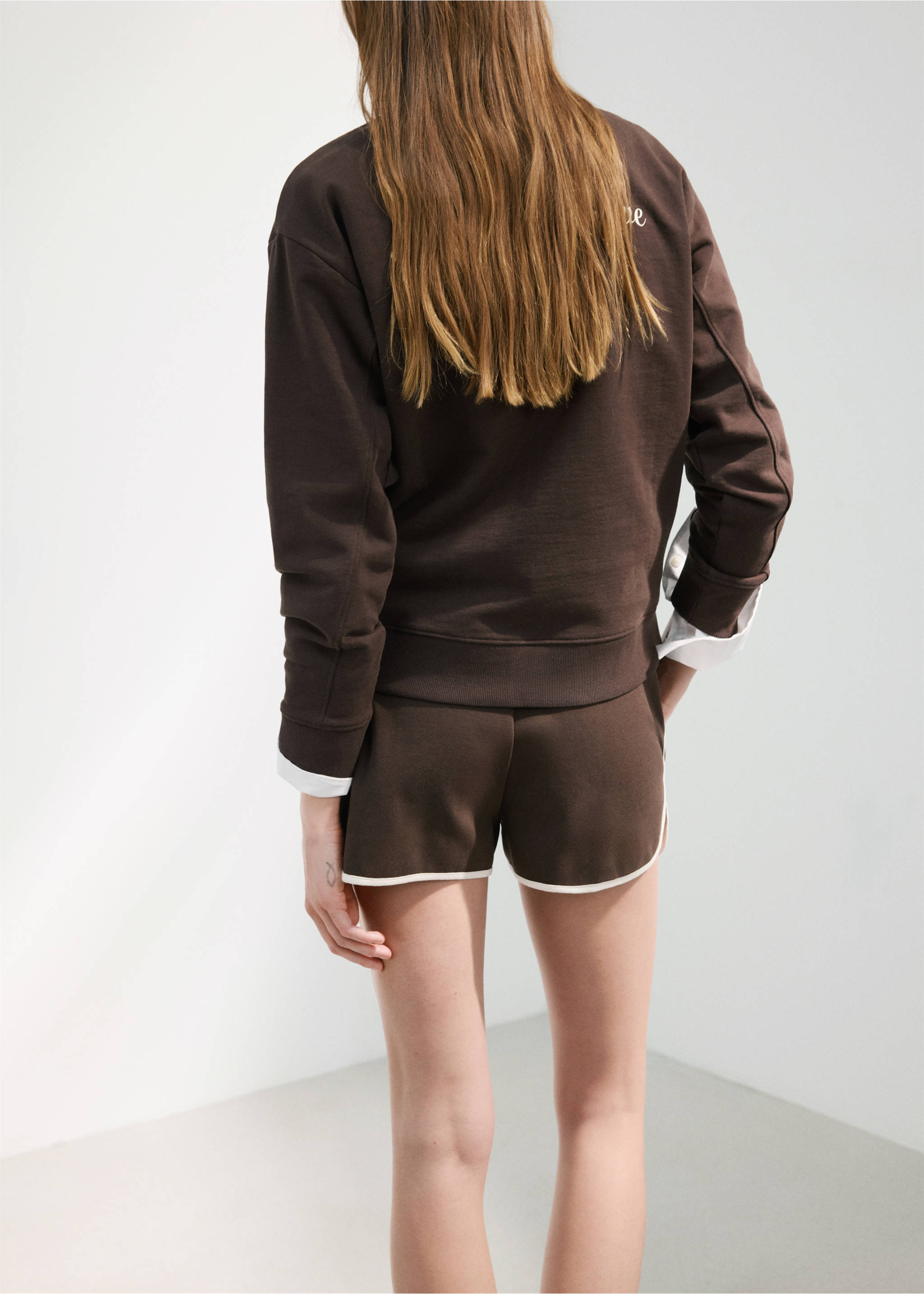 Oversized sweatshirt with printed message - Reverse of the article, Brown. Ref: 27037164-00.
