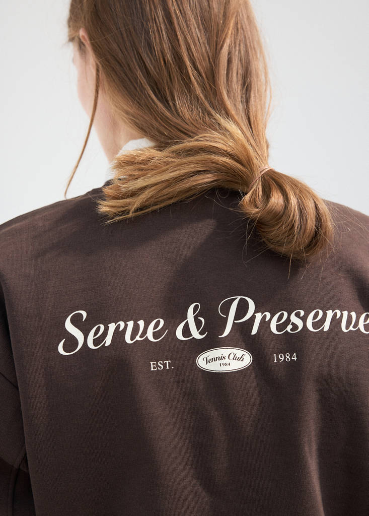 Oversized sweatshirt with printed message — Brown