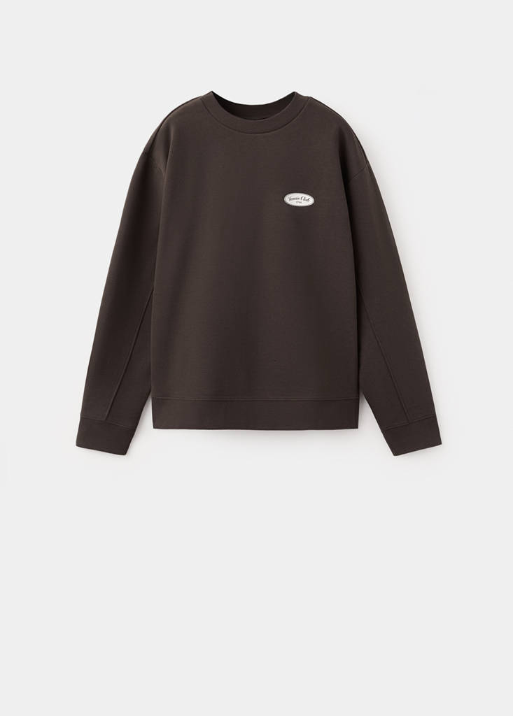Oversized sweatshirt with printed message — Brown