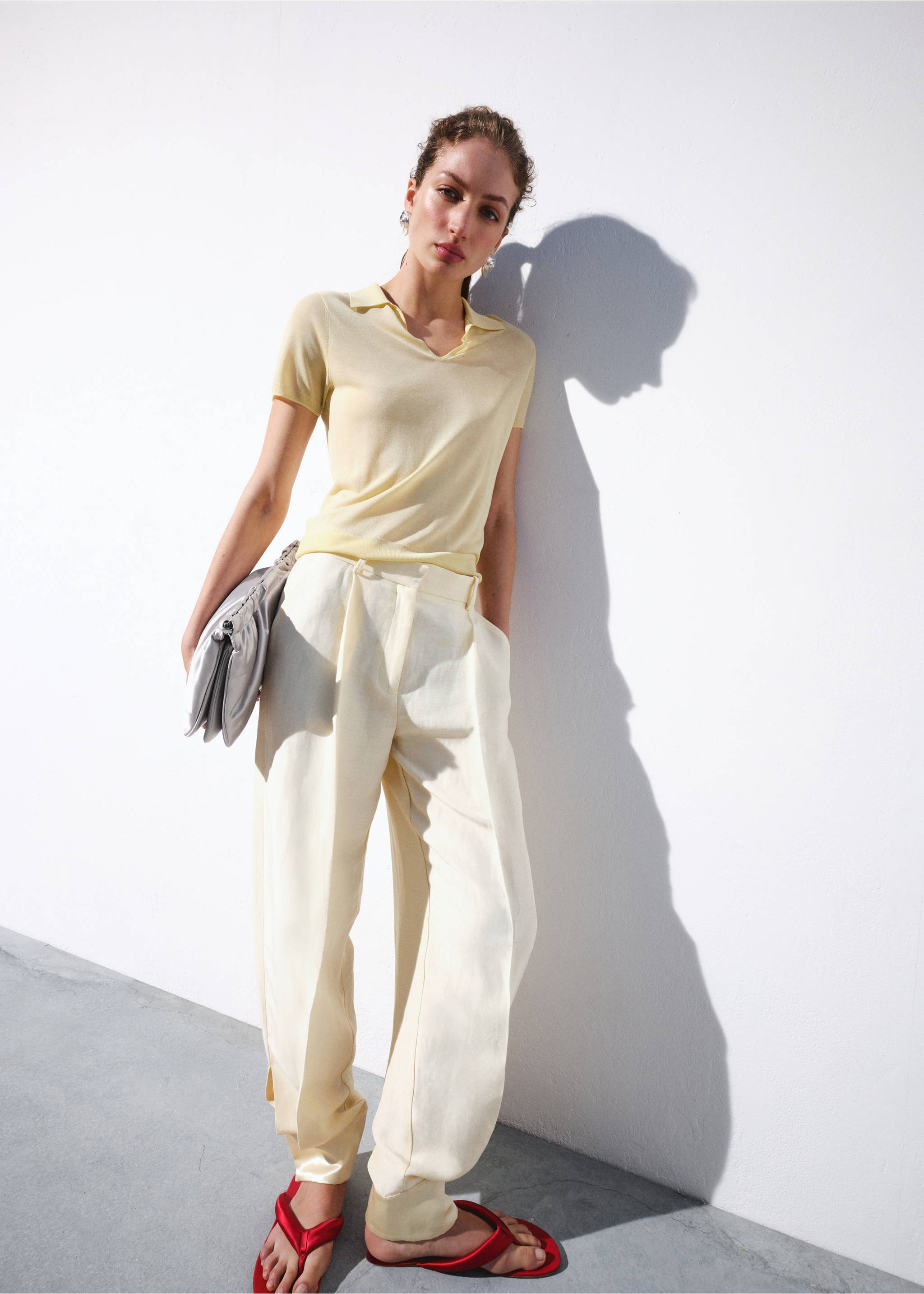Lyocell polo neck jersey - General plane, Pastel Yellow. Ref: 27037165-00.