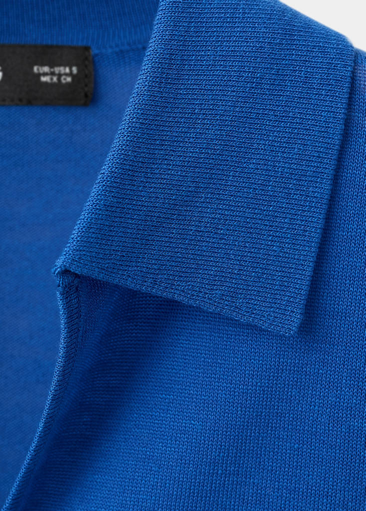 Fine-knit lyocell polo shirt — China Blue