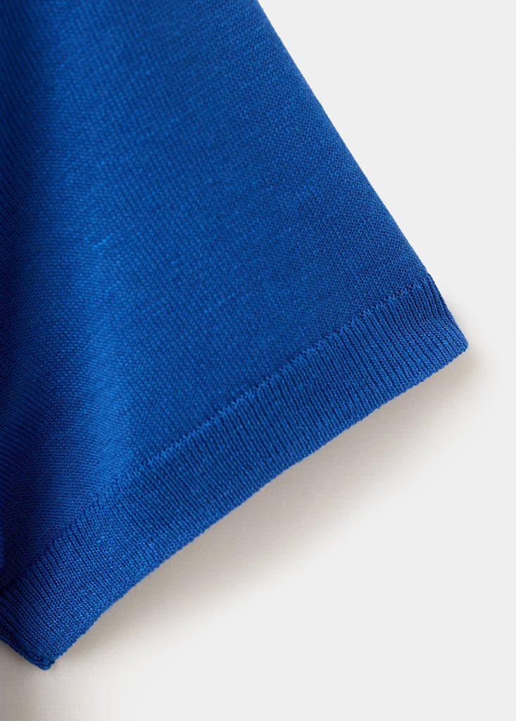 Fine-knit lyocell polo shirt — China Blue