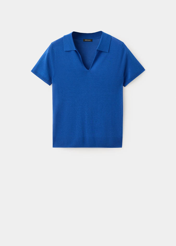 Fine-knit lyocell polo shirt — China Blue