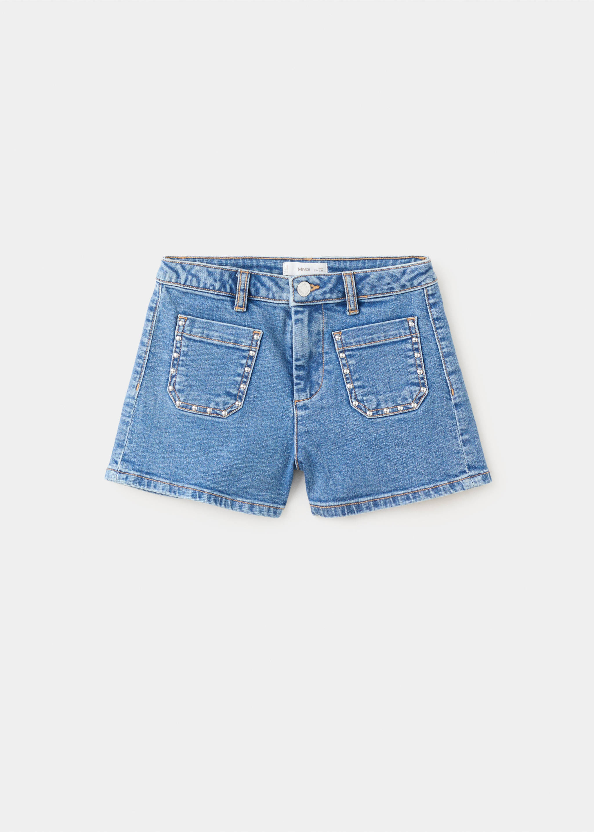 Шорты с карманами и декоративными заклепками - Изделие без модели, Синий средний. Ref: 27037781-00.