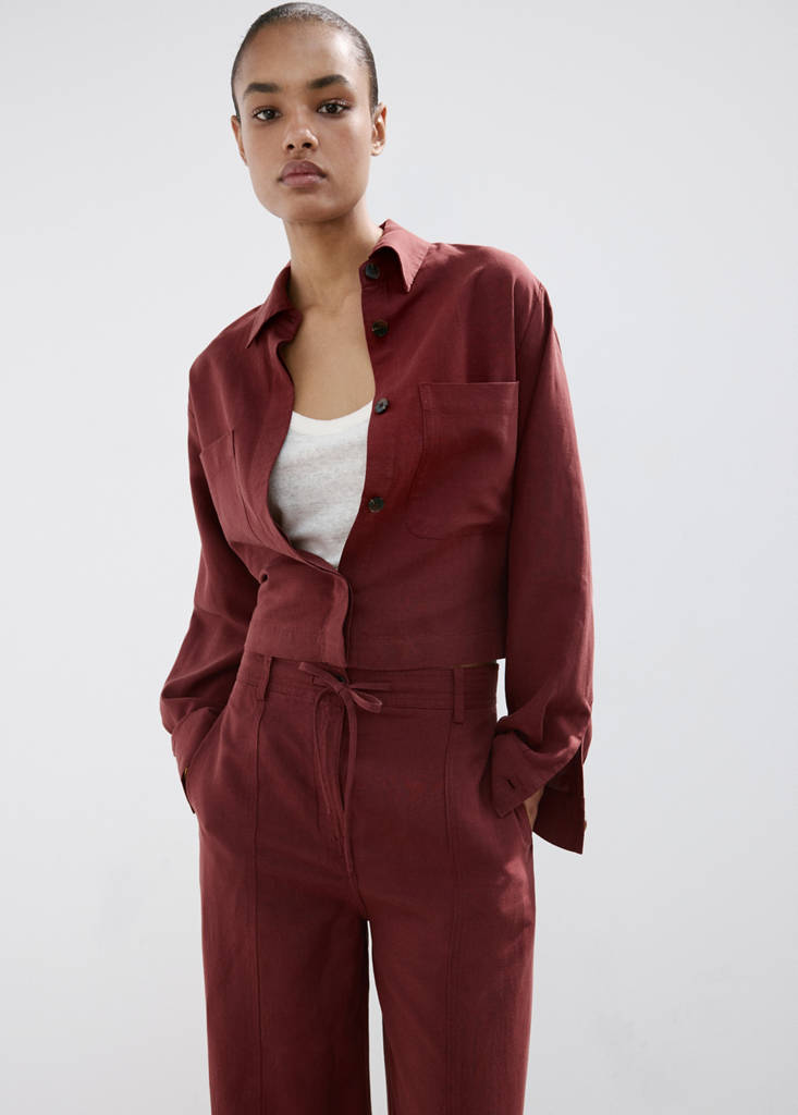 Pocket lyocell overshirt — Burnt Orange