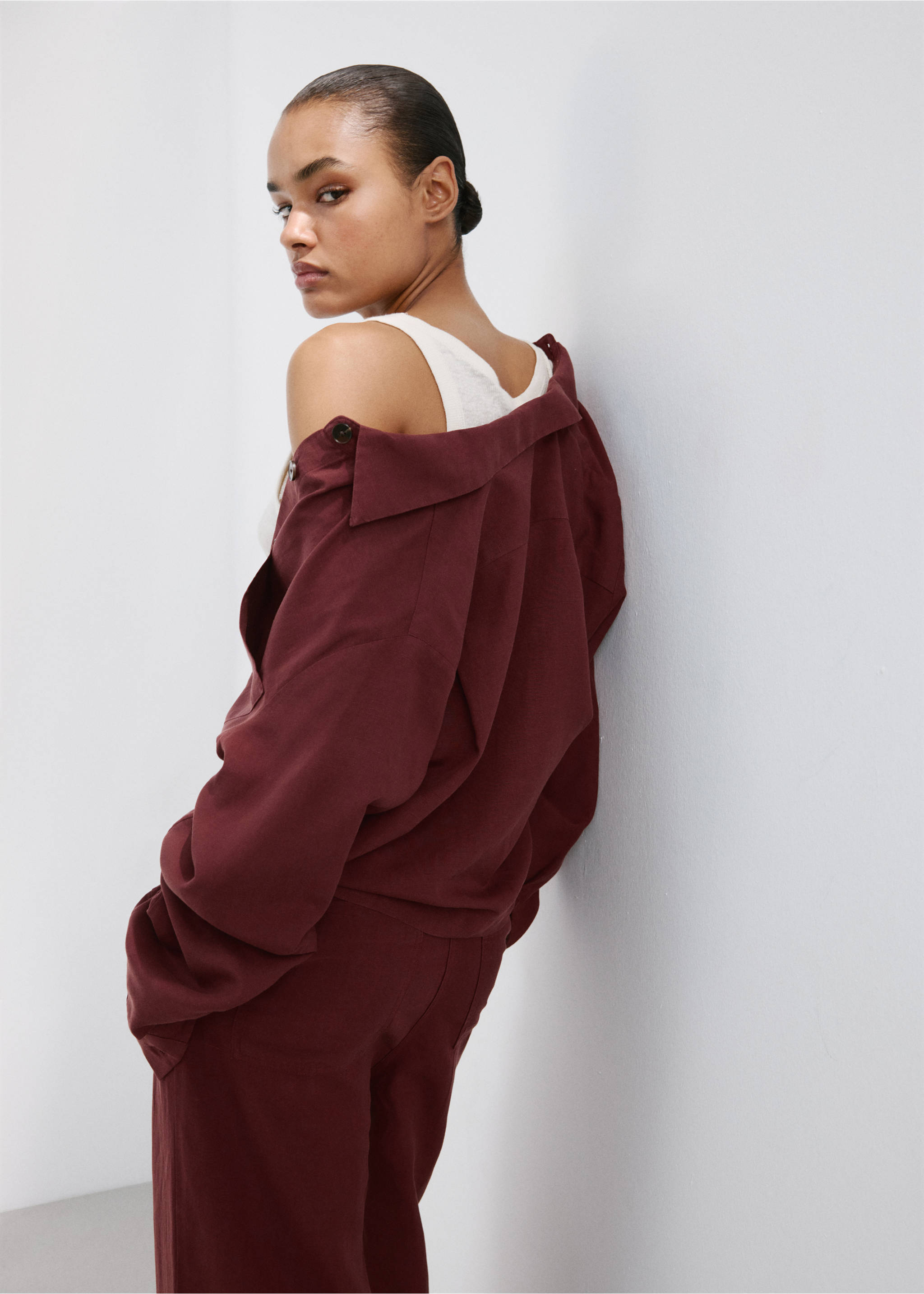 Pocket lyocell overshirt - Details of the article 1, Burnt Orange. Ref: 27037784-00.