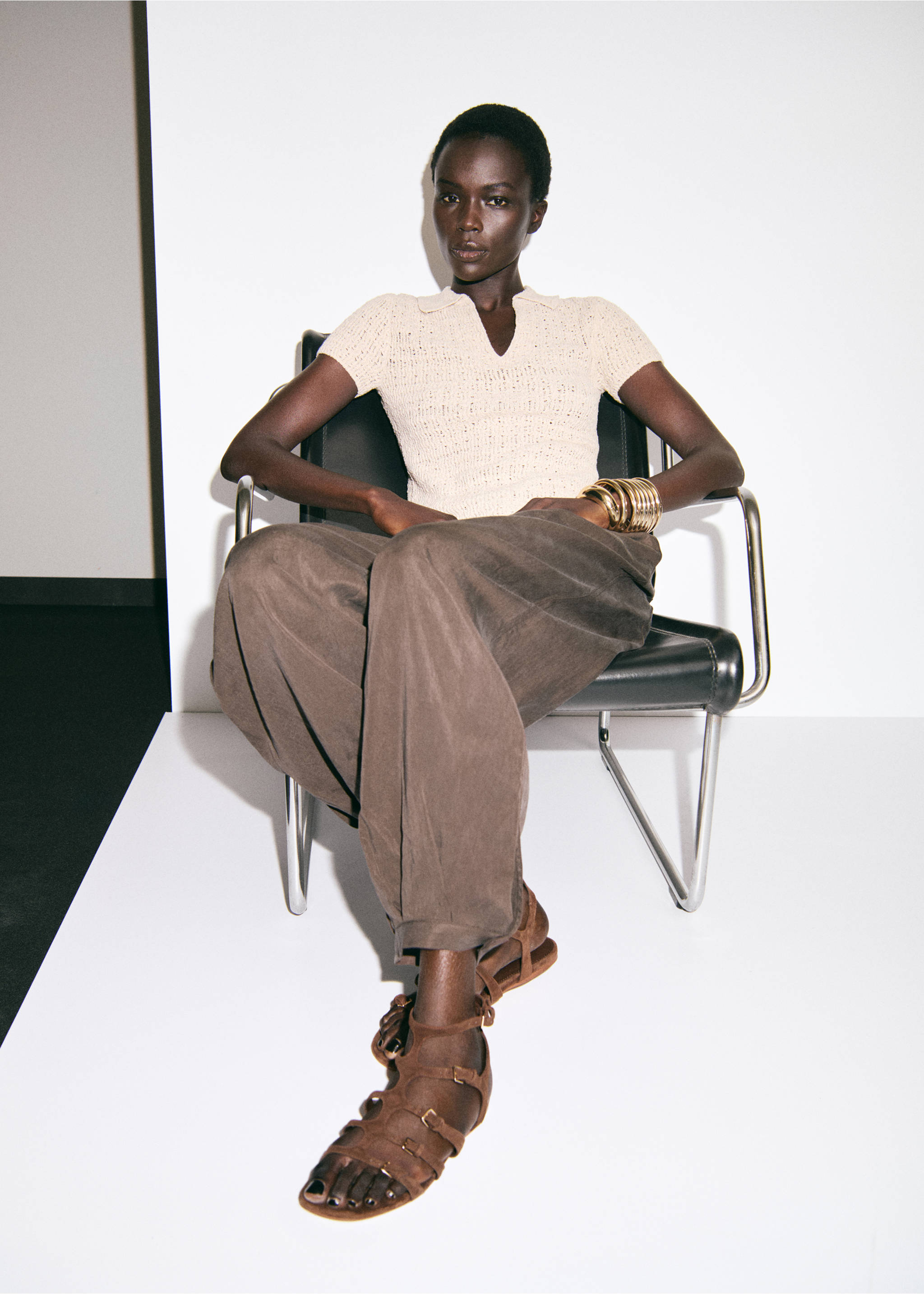 Leather straps sandals - General plane, Chocolate. Ref: 27037788-00.