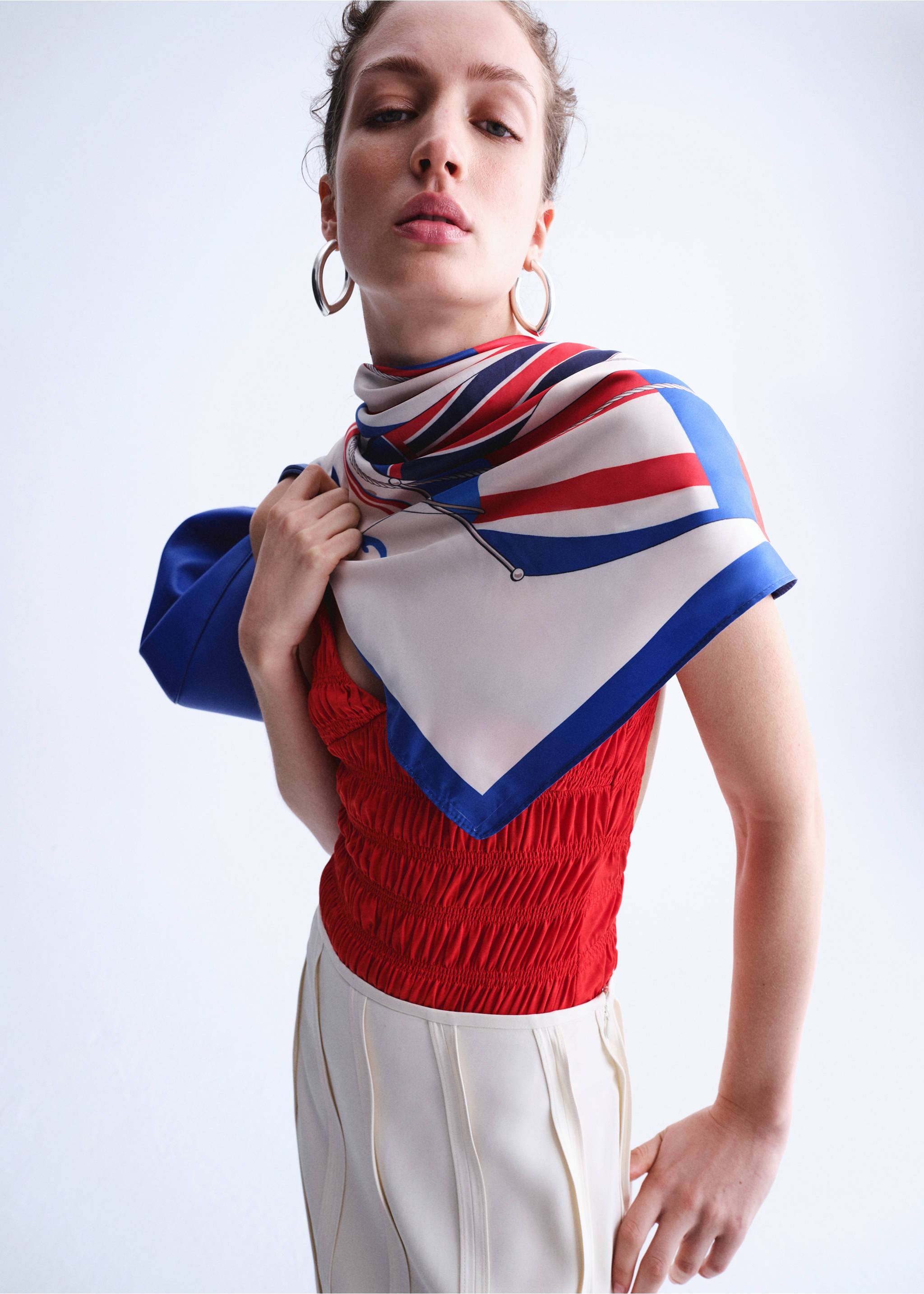 Boat print scarf - General plane, Navy. Ref: 27037793-00.