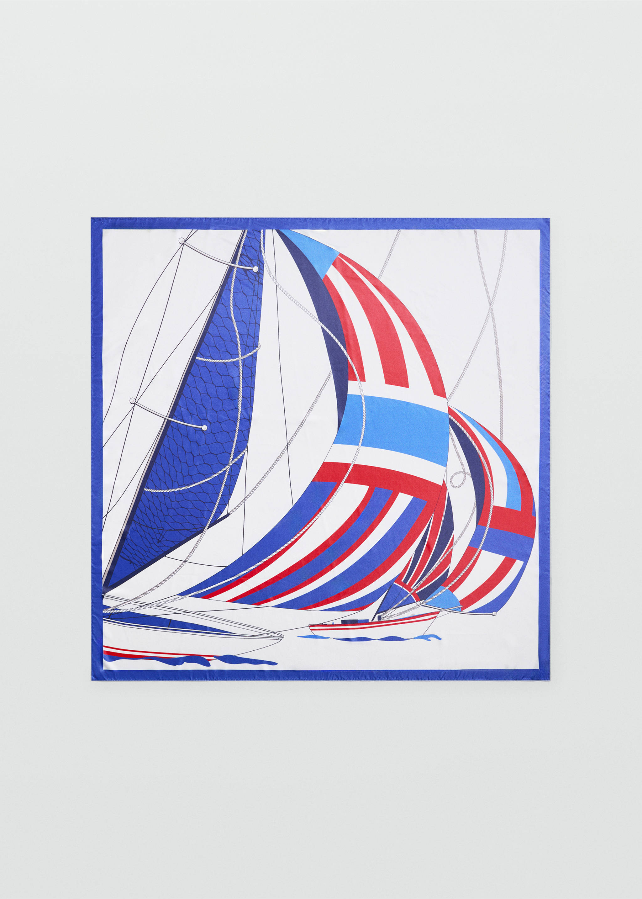 Boat print scarf - Article without model, Navy. Ref: 27037793-00.