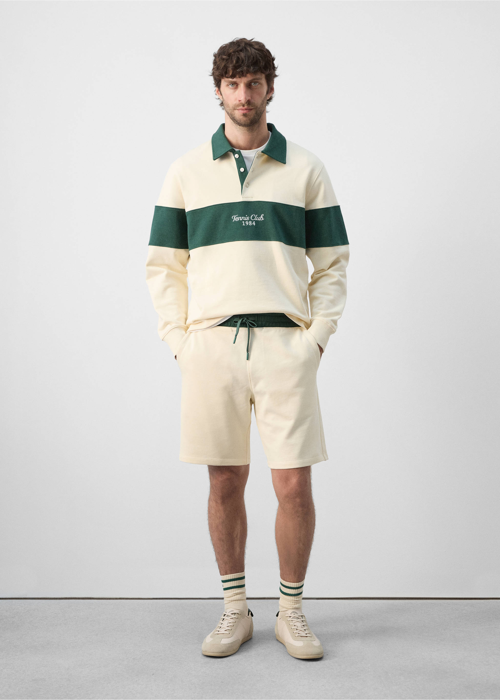 Striped polo sweatshirt in 100% cotton - General plane, Off White. Ref: 27037795-00.