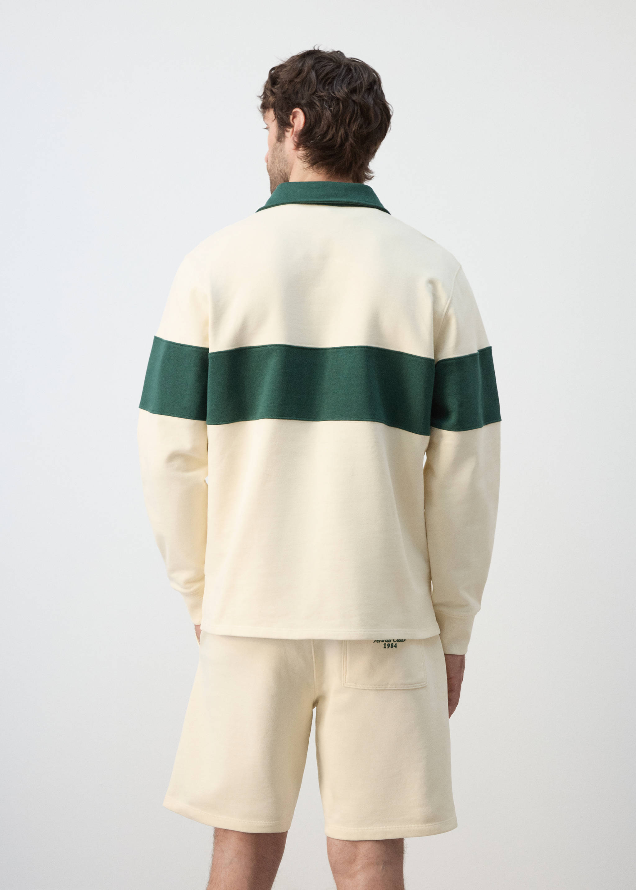 Striped polo sweatshirt in 100% cotton - Reverse of the article