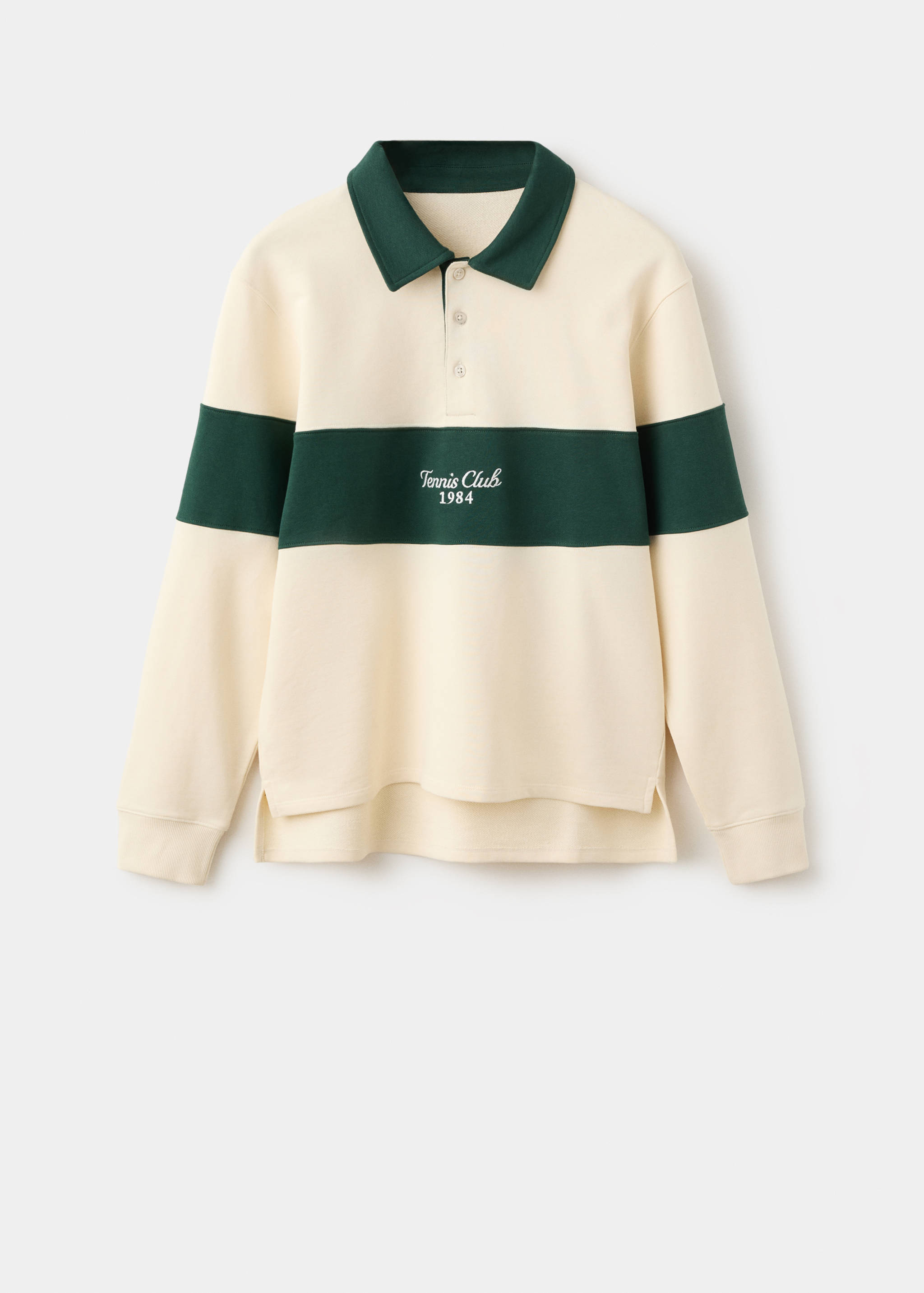 Свитшот-поло из 100% хлопка в полоску - Изделие без модели