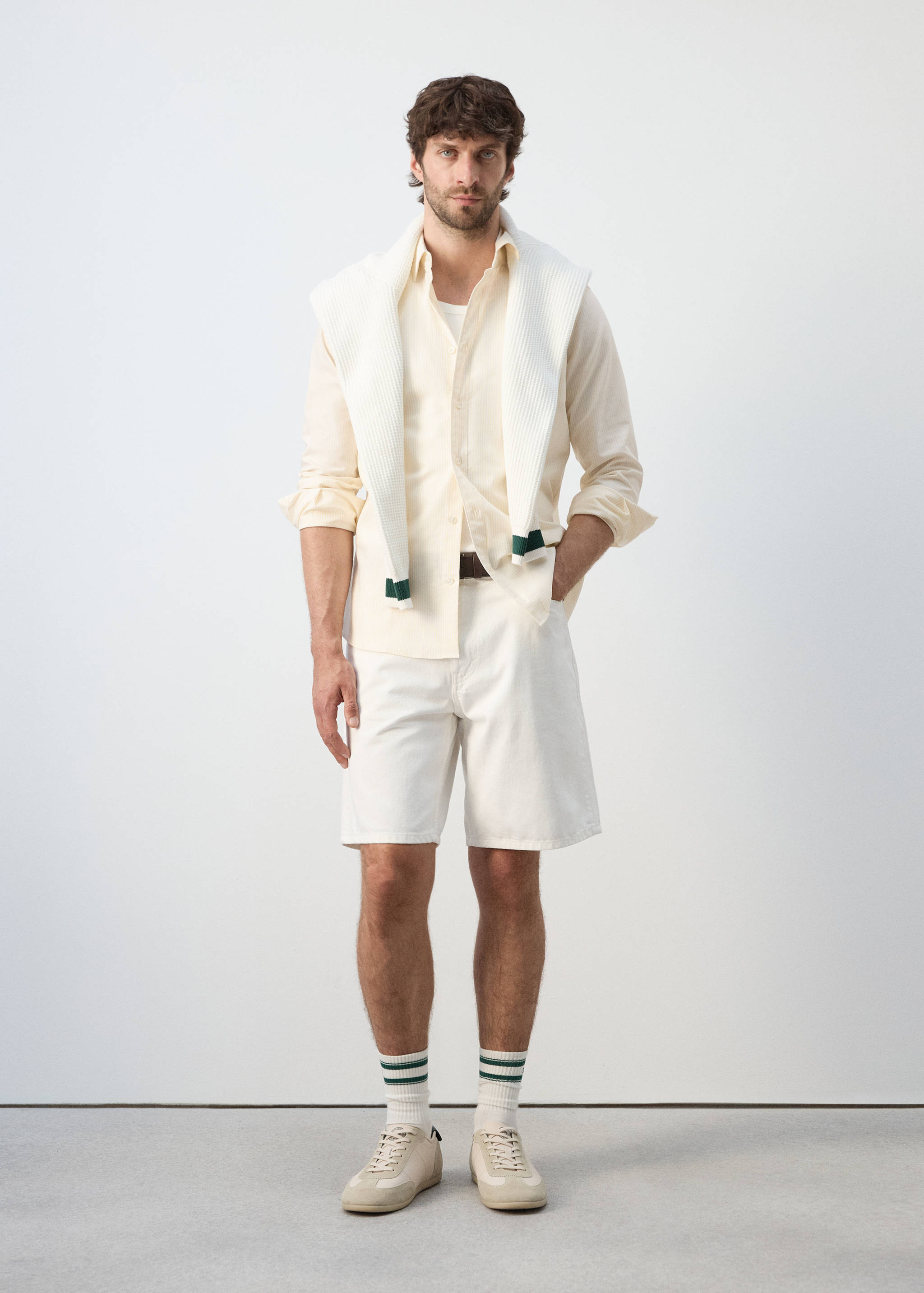 Camisa regular fit 100% cotó ratlles - Pla general