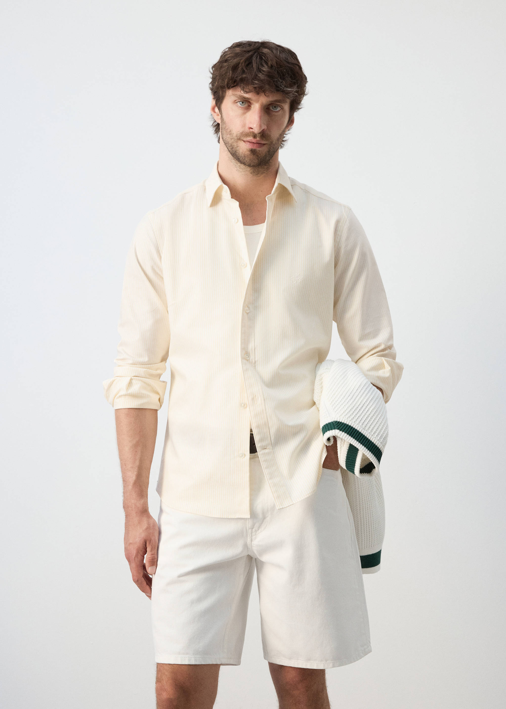 Camisa regular fit 100% cotó ratlles - Pla mig