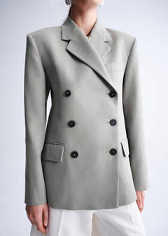 Double-breasted blazer with button closure — Grey 5