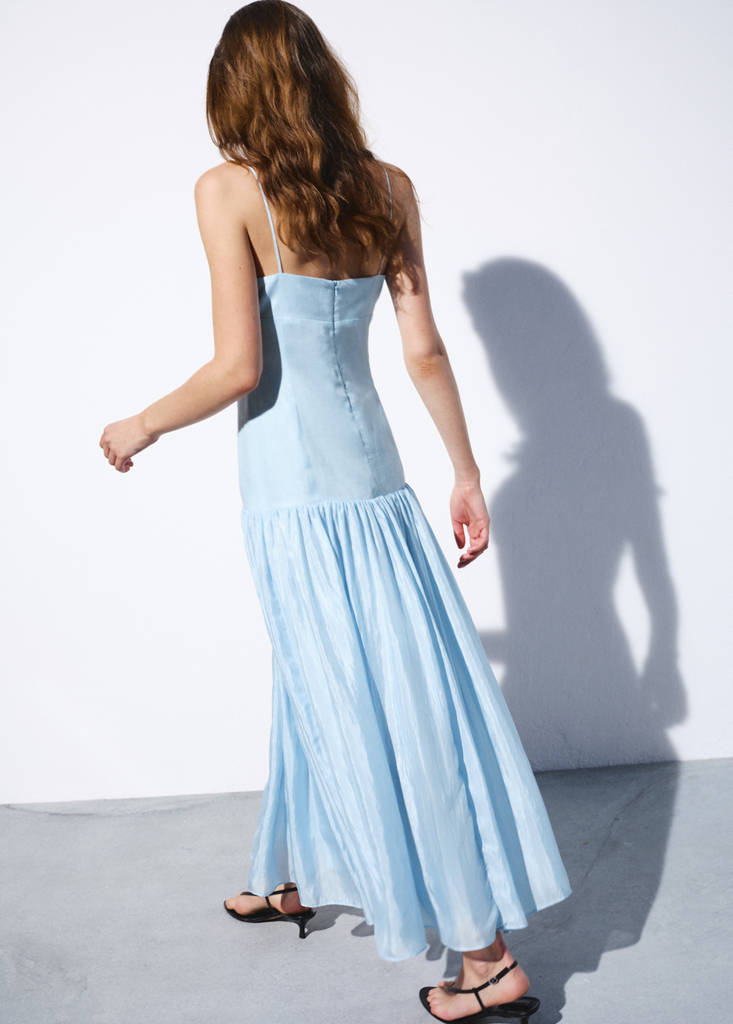 Ruched linen dress — Sky Blue