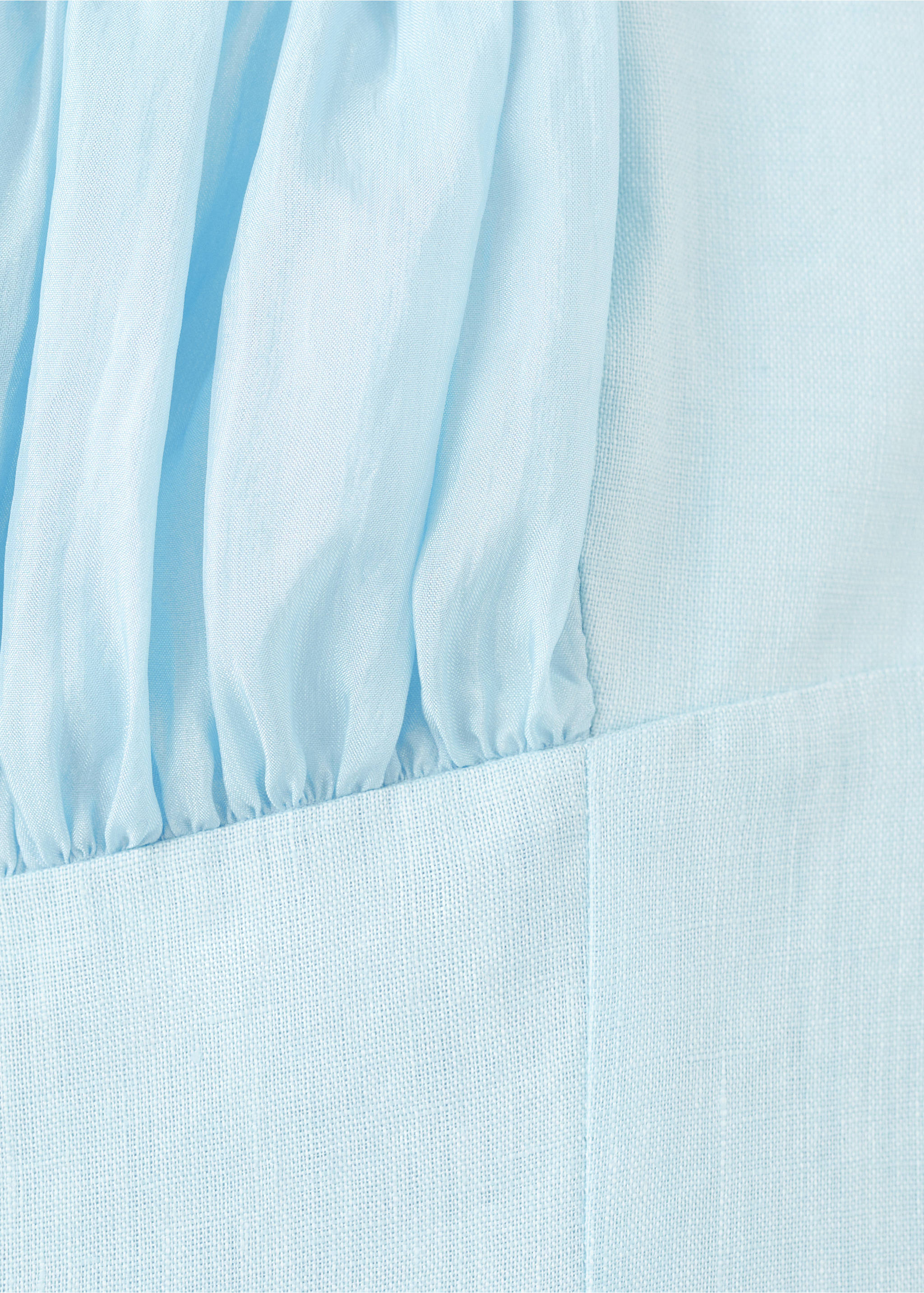 Vestido lino fruncido - Detalle del artículo 8, Azul celeste. Ref: 27037802-00.