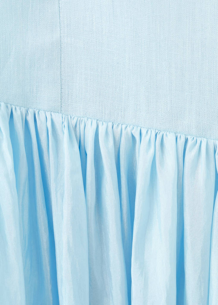 Ruched linen dress — Sky Blue