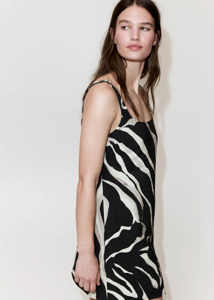 Short zebra print dress — Black