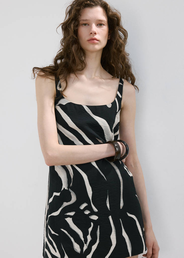 Short zebra print dress — Black