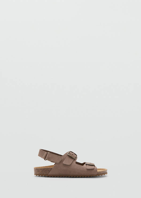 Buckles leather sandal — Medium Brown