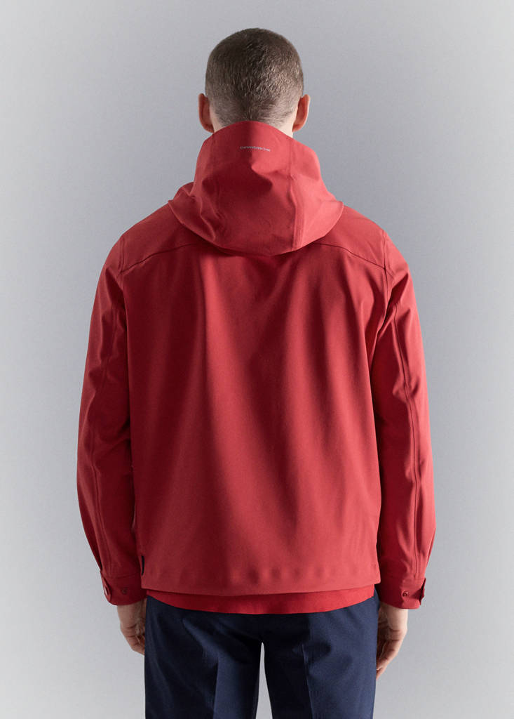 Water-repellent hooded jacket — Red