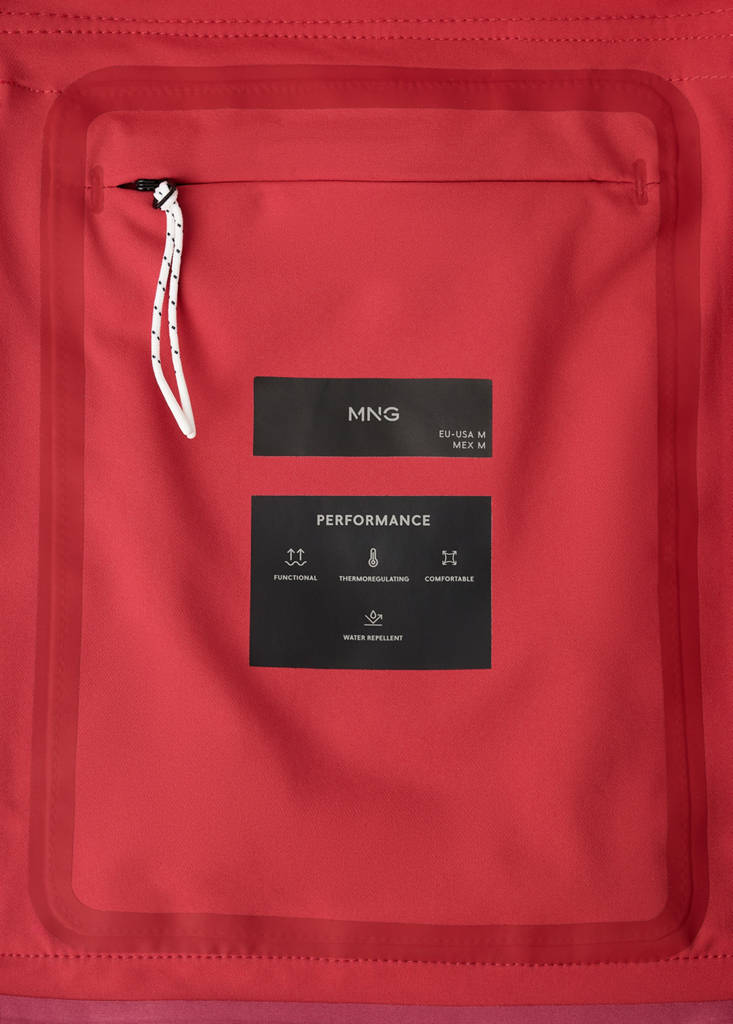 Water-repellent hooded jacket — Red