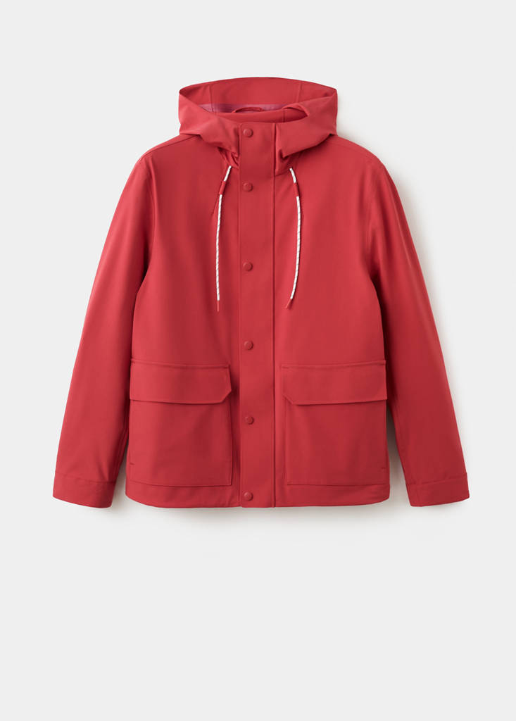 Water-repellent hooded jacket — Red