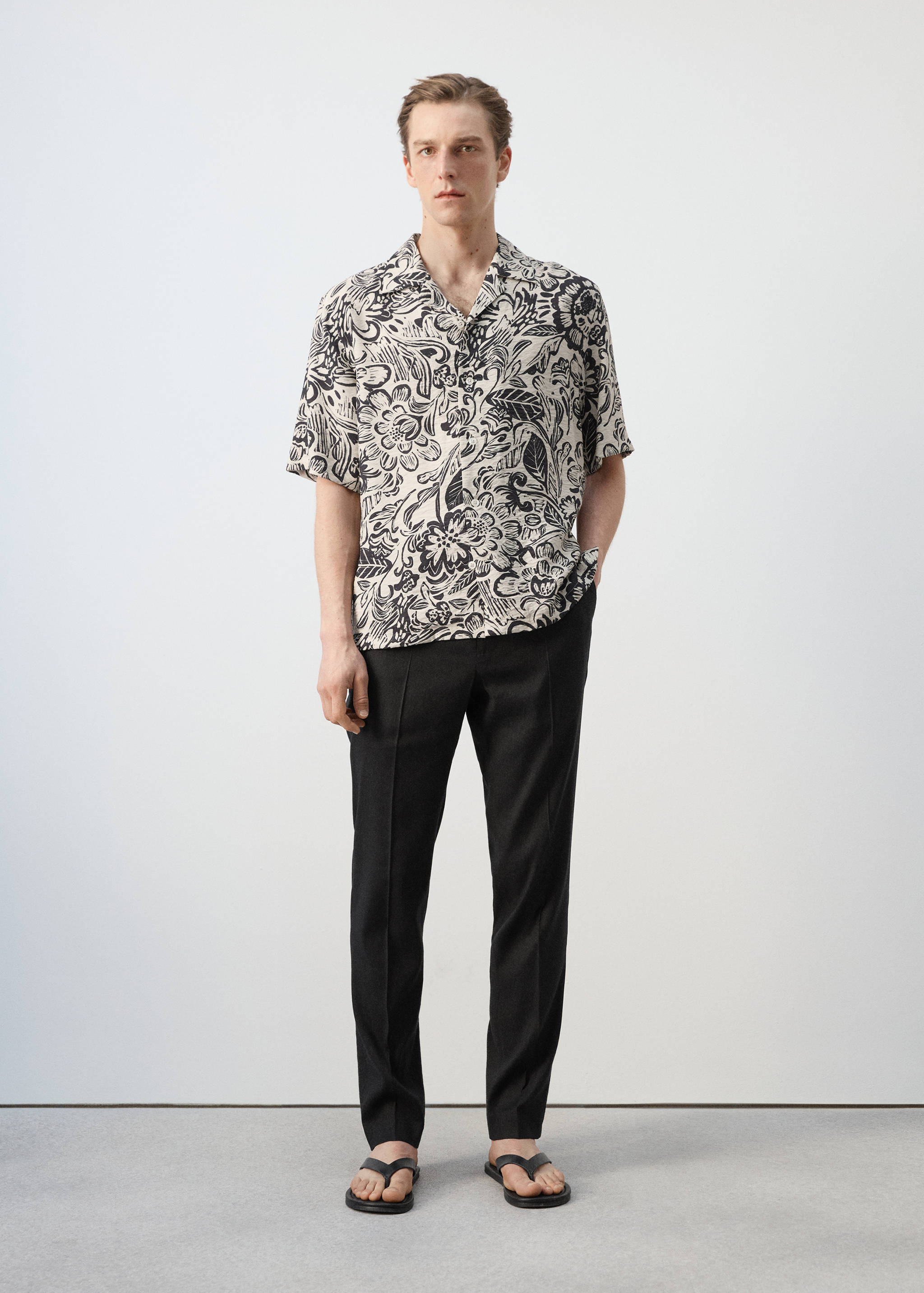 Chemise fluide imprimée col bowling - Plan général