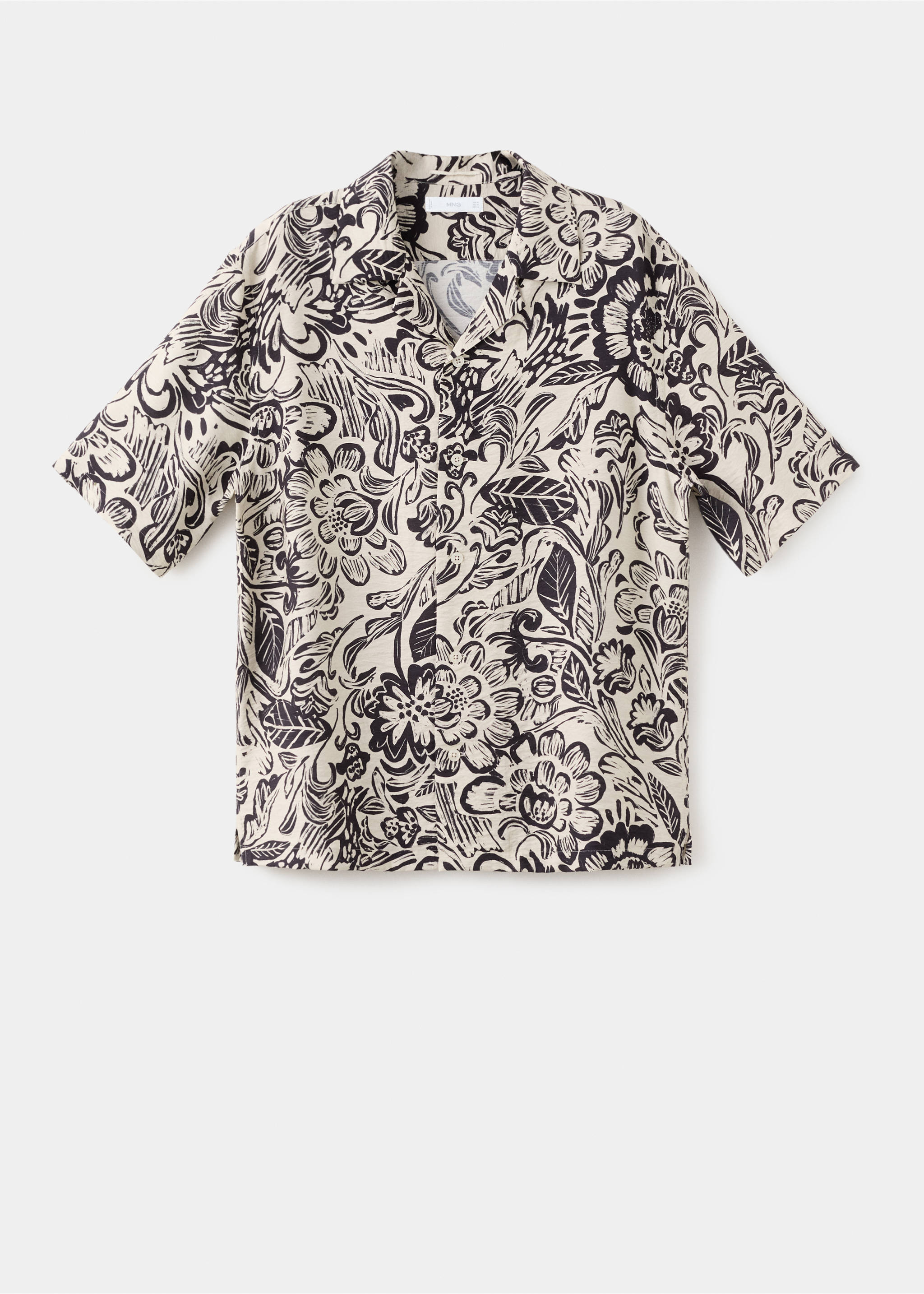 Chemise fluide imprimée col bowling - Article sans modèle, Beige. Ref: 27037899-00.