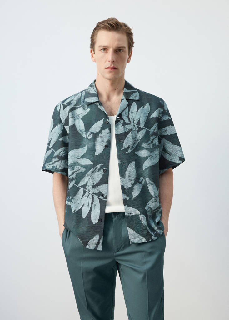Regular-fit printed shirt — Emerald Green