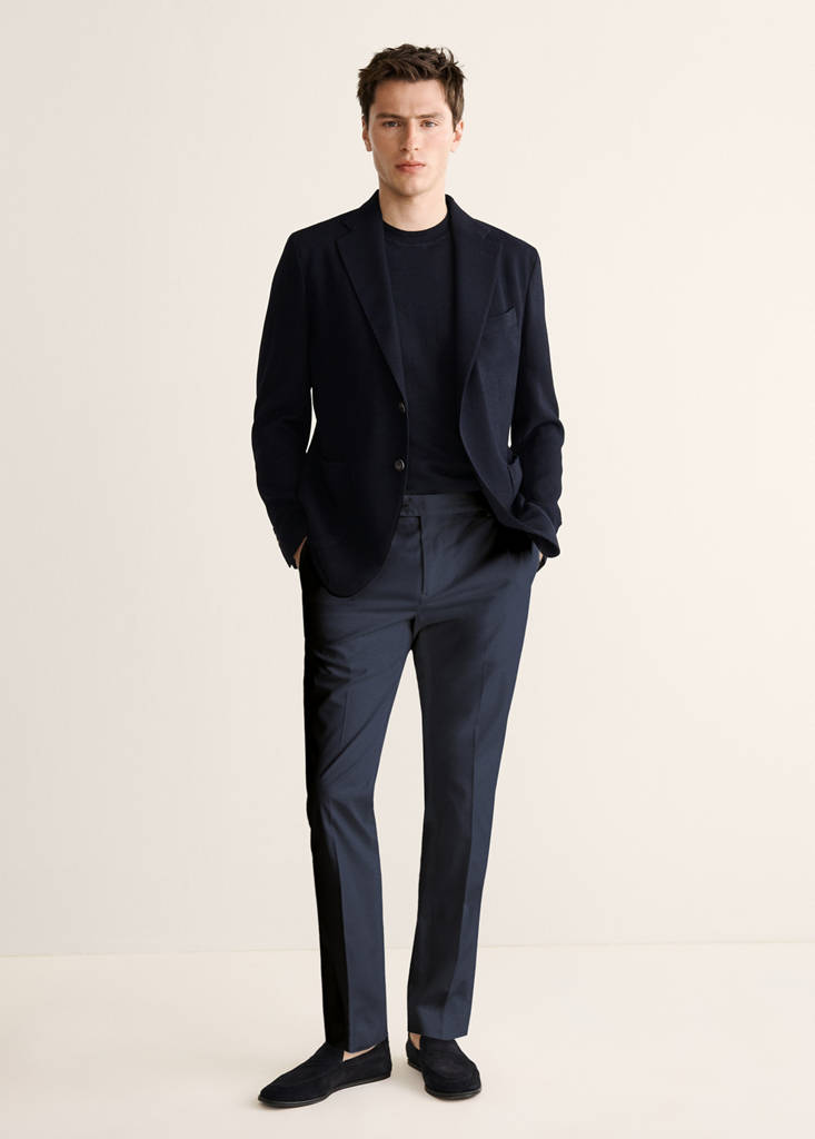 Slim-fit cotton trousers — Navy