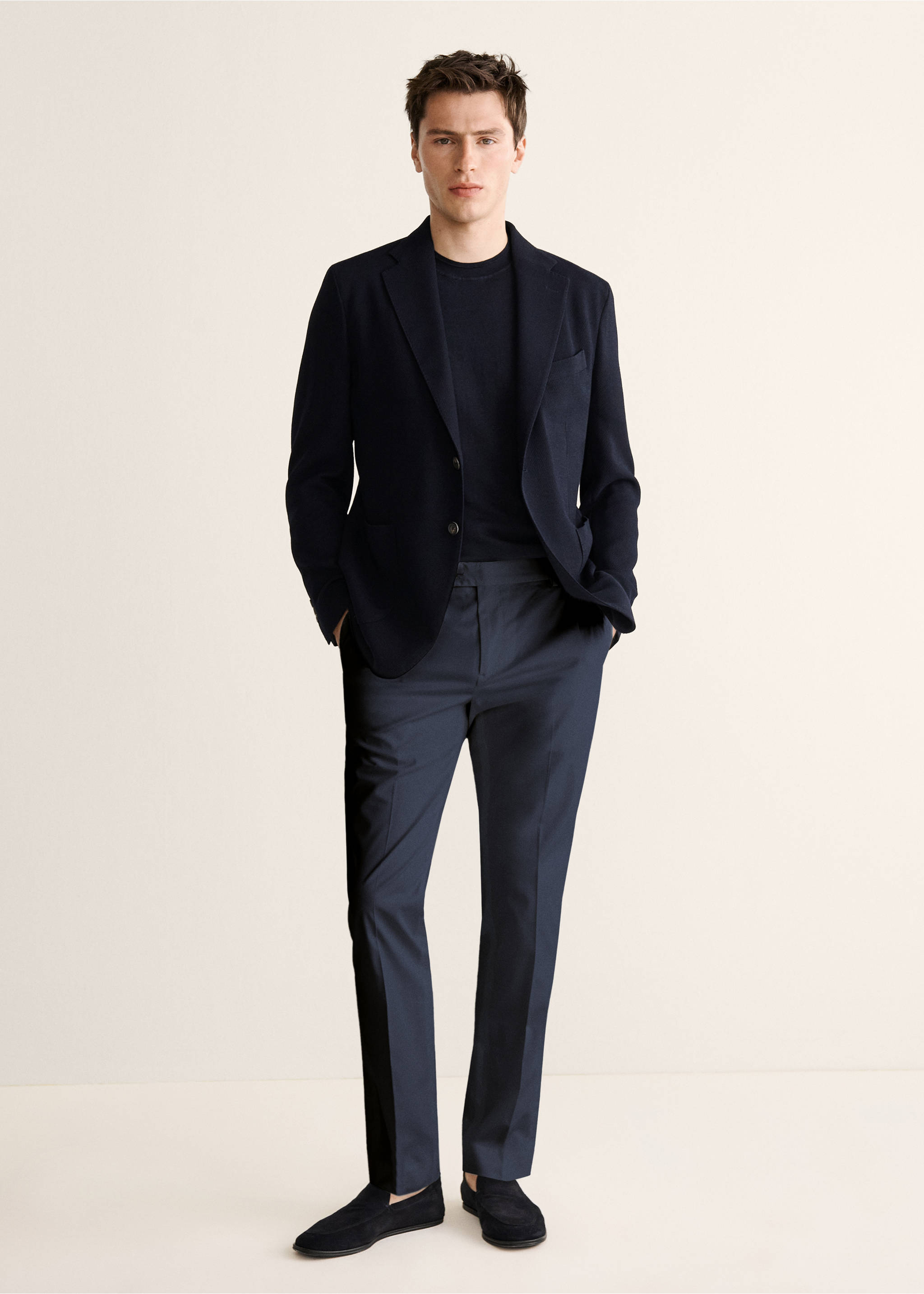 Pantalon slim-fit coton - Plan général, Bleu marine. Ref: 27037901-00.