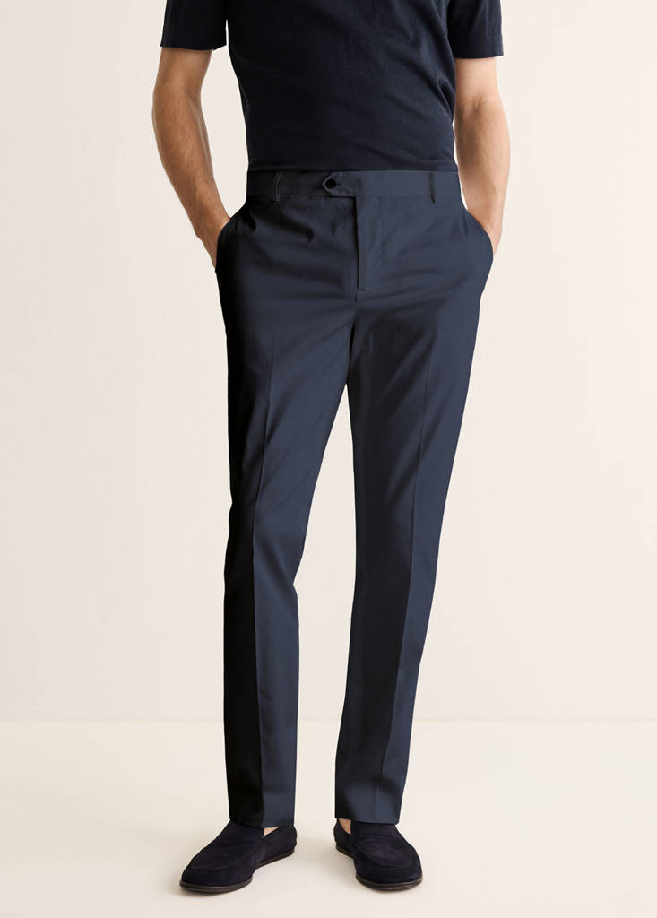 Slim-fit cotton trousers — Navy