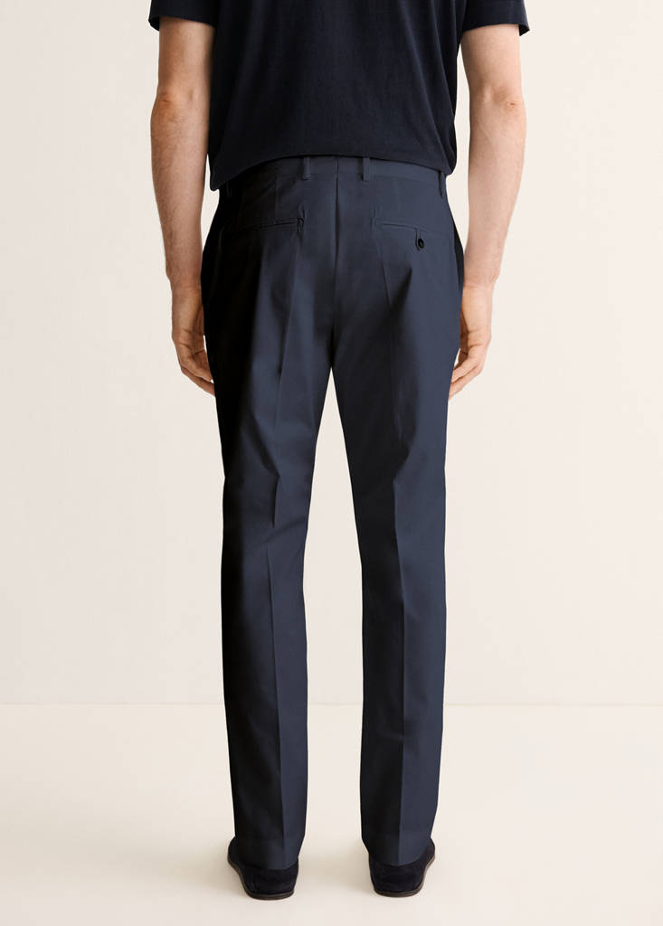 Slim-fit cotton trousers — Navy