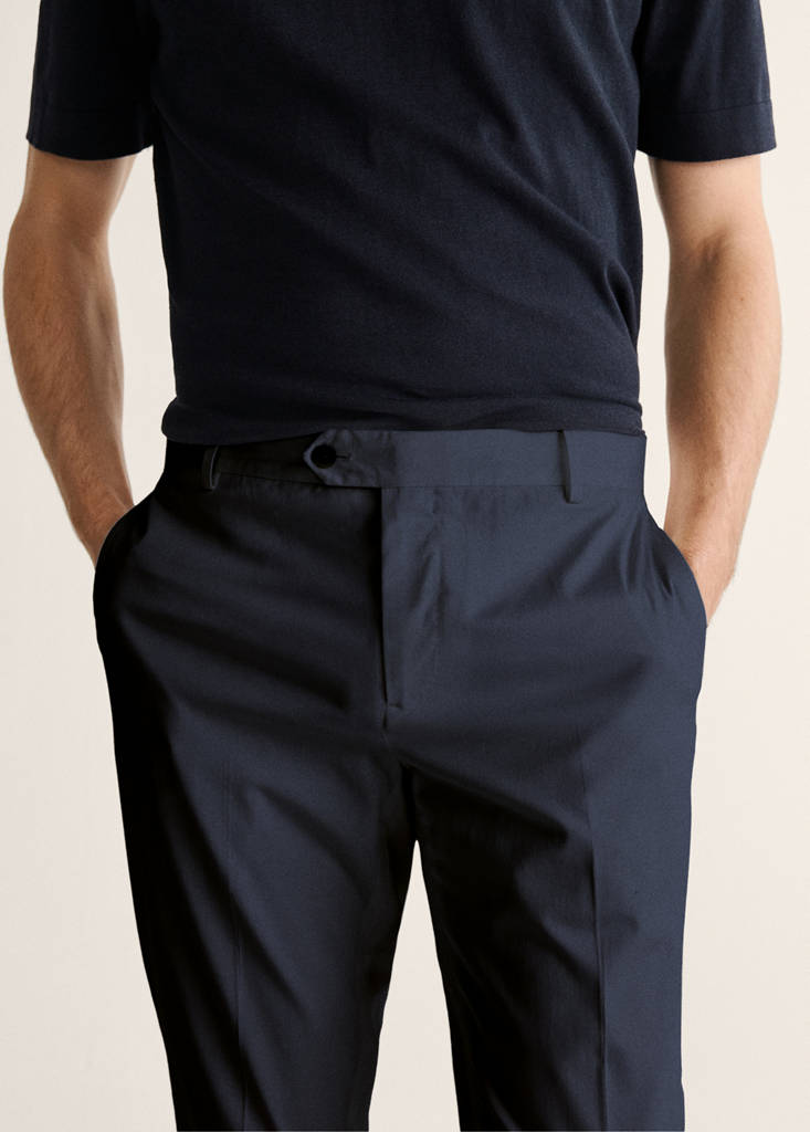Slim-fit cotton trousers — Navy