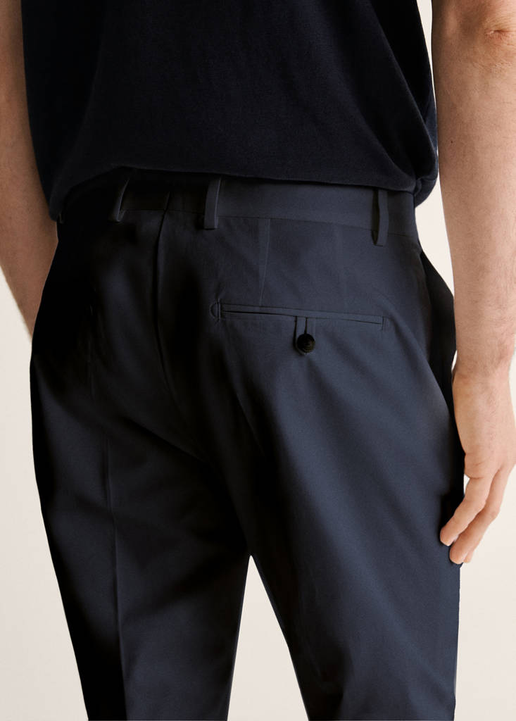 Slim-fit cotton trousers — Navy