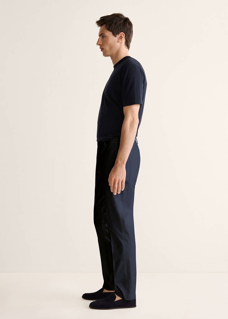 Slim-fit cotton trousers — Navy
