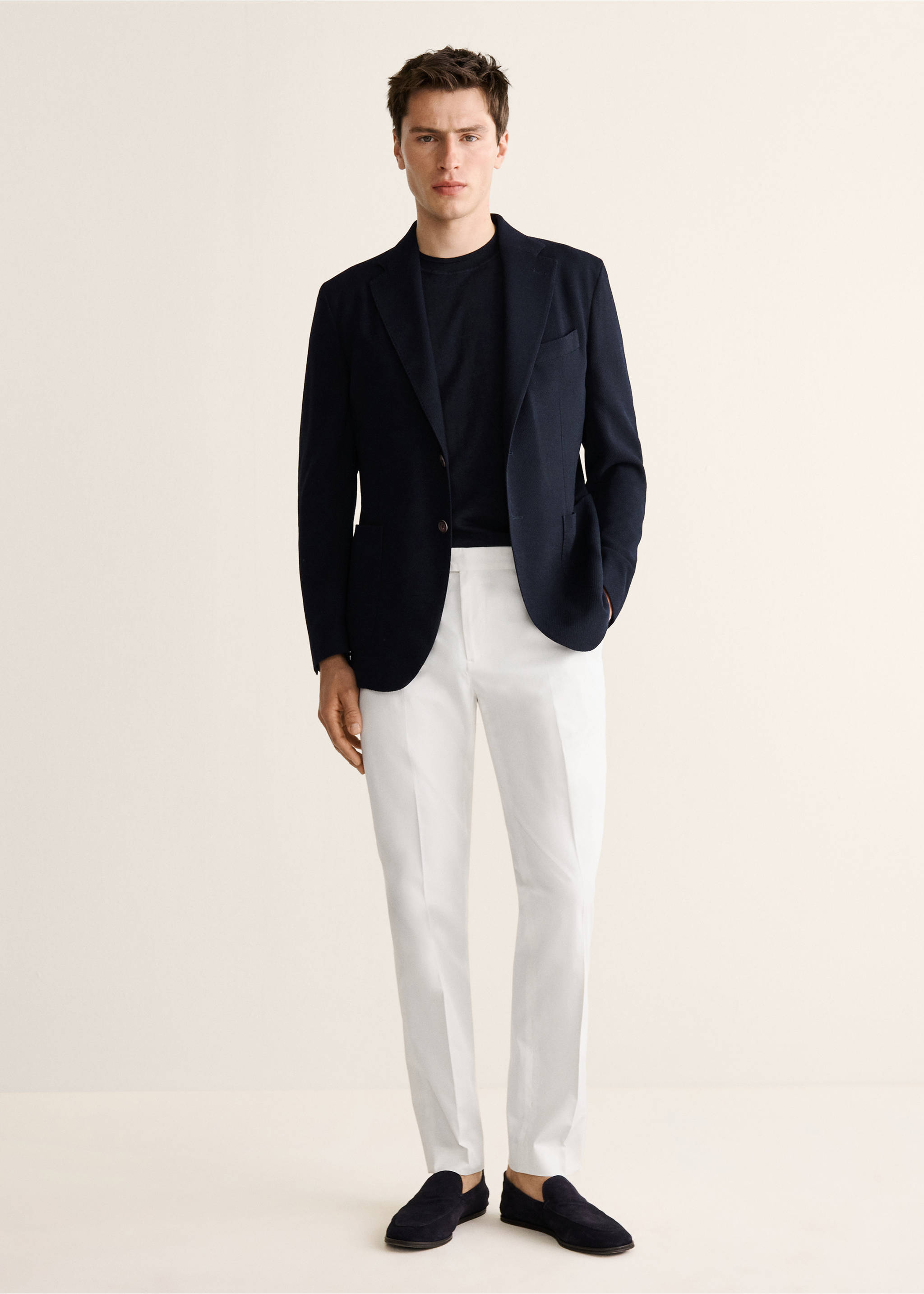 Pantalons slim fit cotó - Pla general, Blanc trencat. Ref: 27037902-00.