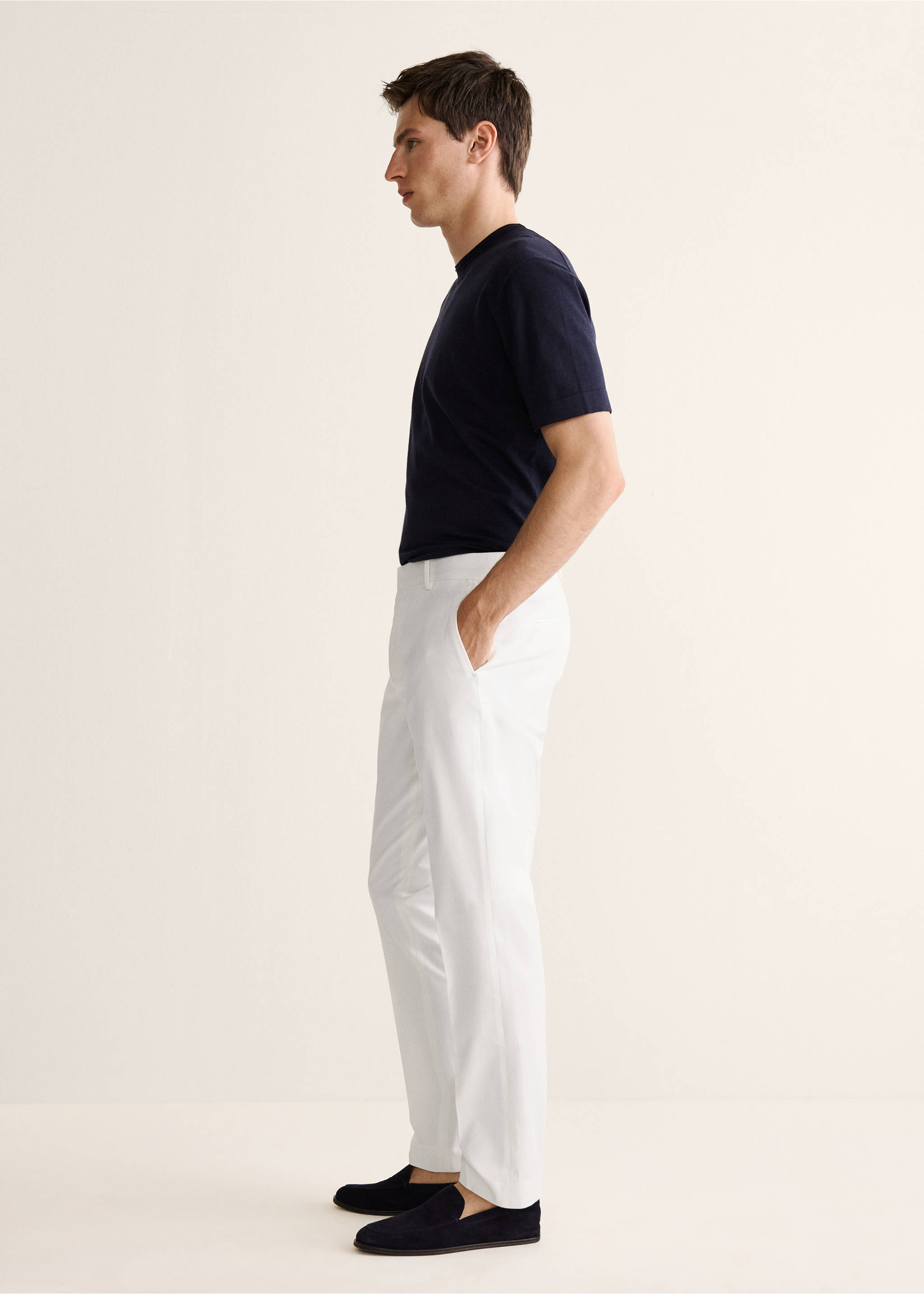 Pantalons slim fit cotó - Detall de l'article 2, Blanc trencat. Ref: 27037902-00.