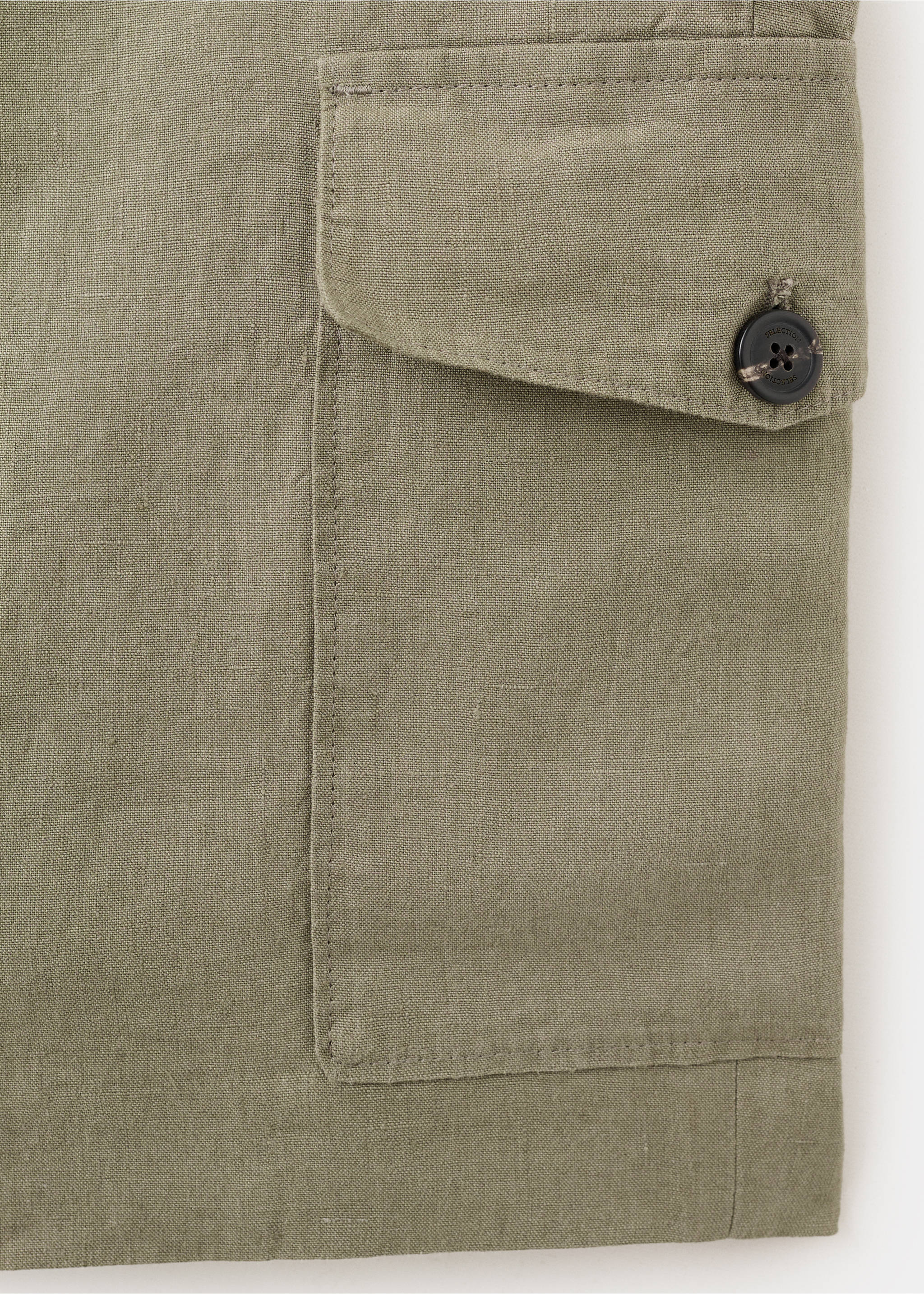 Cargo linen bermuda shorts - Details of the article 0, Khaki. Ref: 27037903-00.
