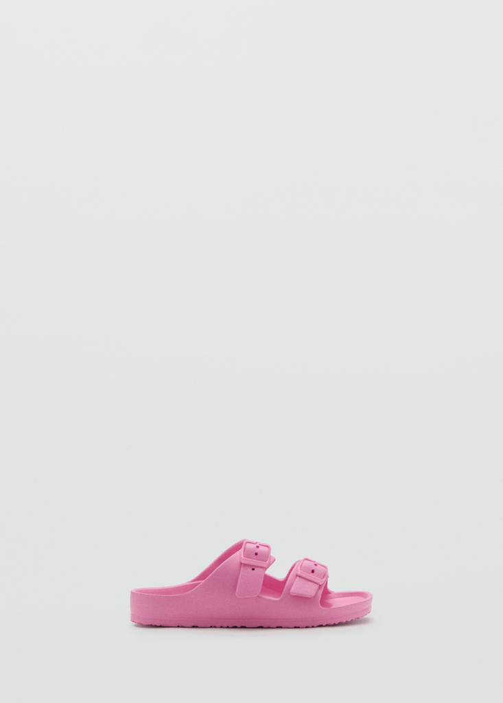 Rubberised buckle sandals — Pink