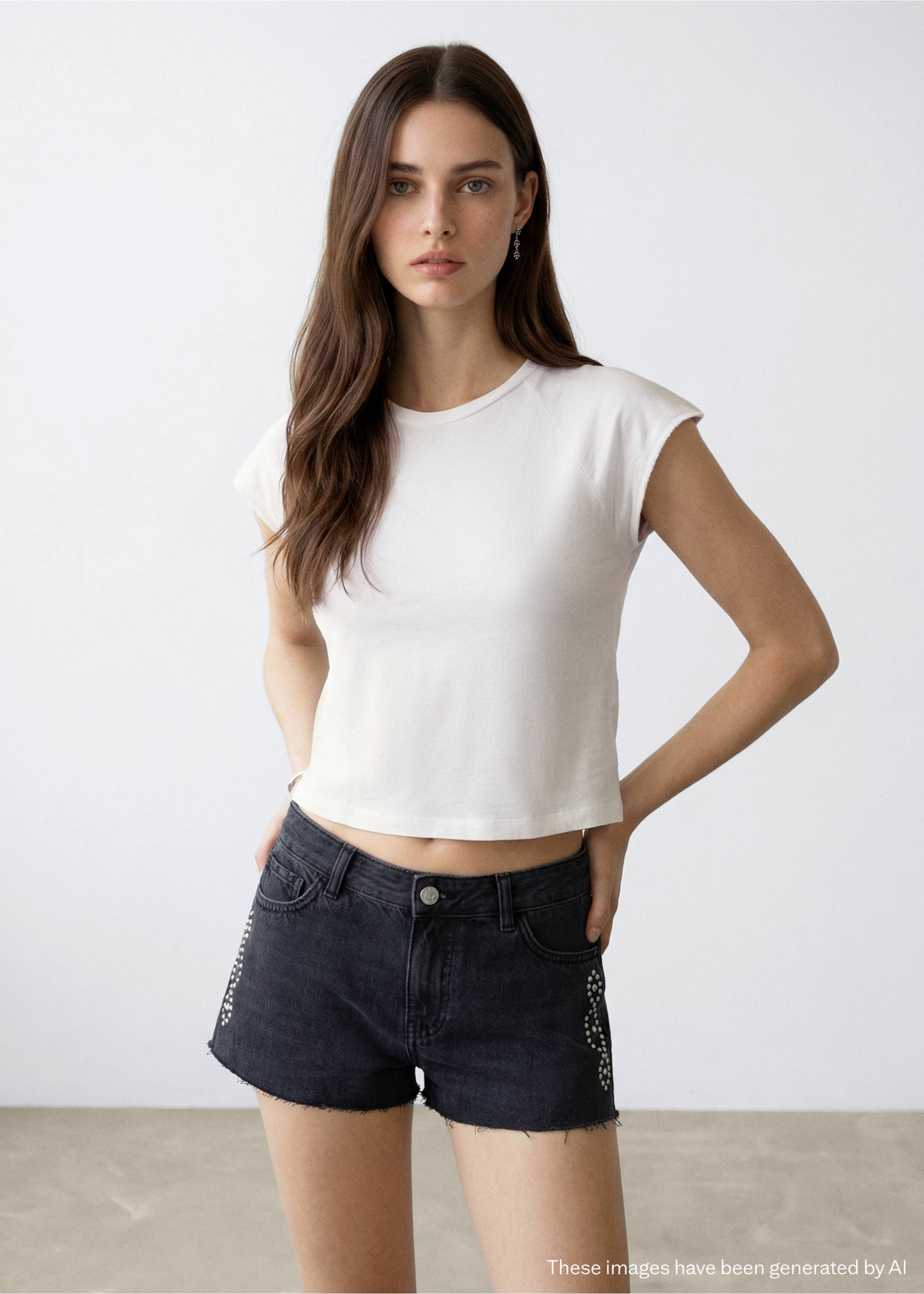 Cropped cotton T-shirt - Medium plane, Off White. Ref: 27037906-00.