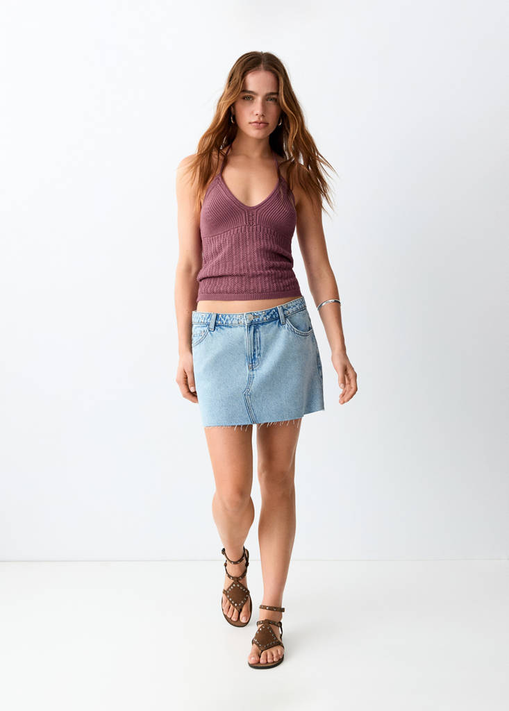 Fine knit halter top — Pink