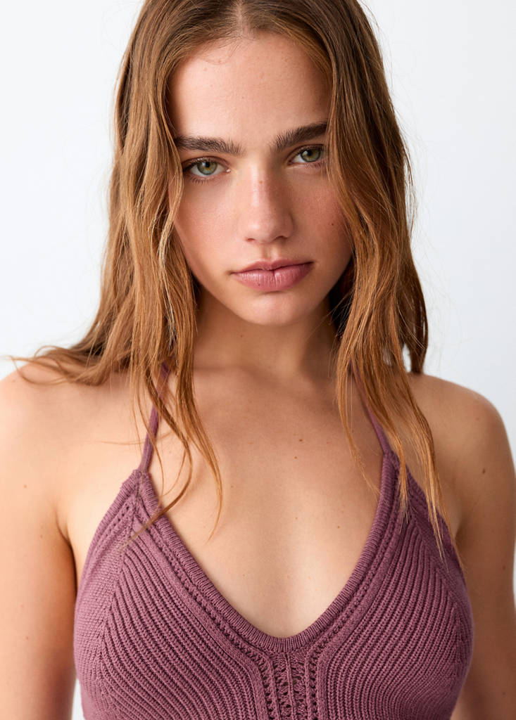 Fine knit halter top — Pink