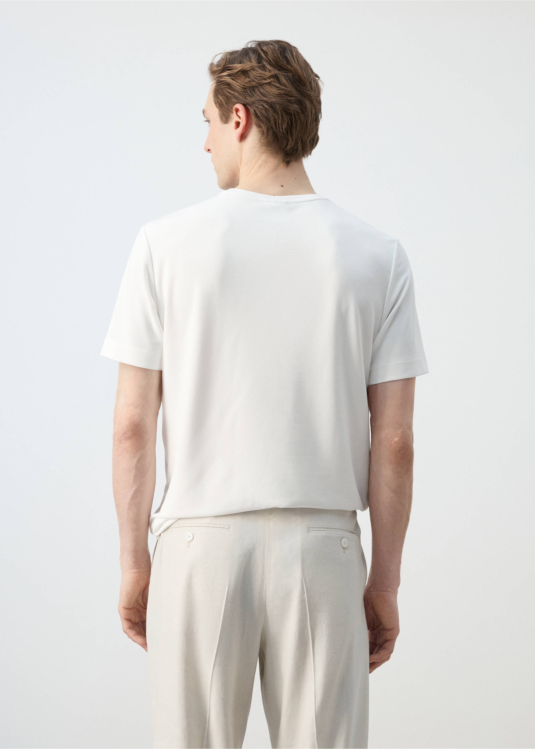T-shirt slim-fit manches courtes - Verso de l’article, Blanc. Ref: 27037911-00.