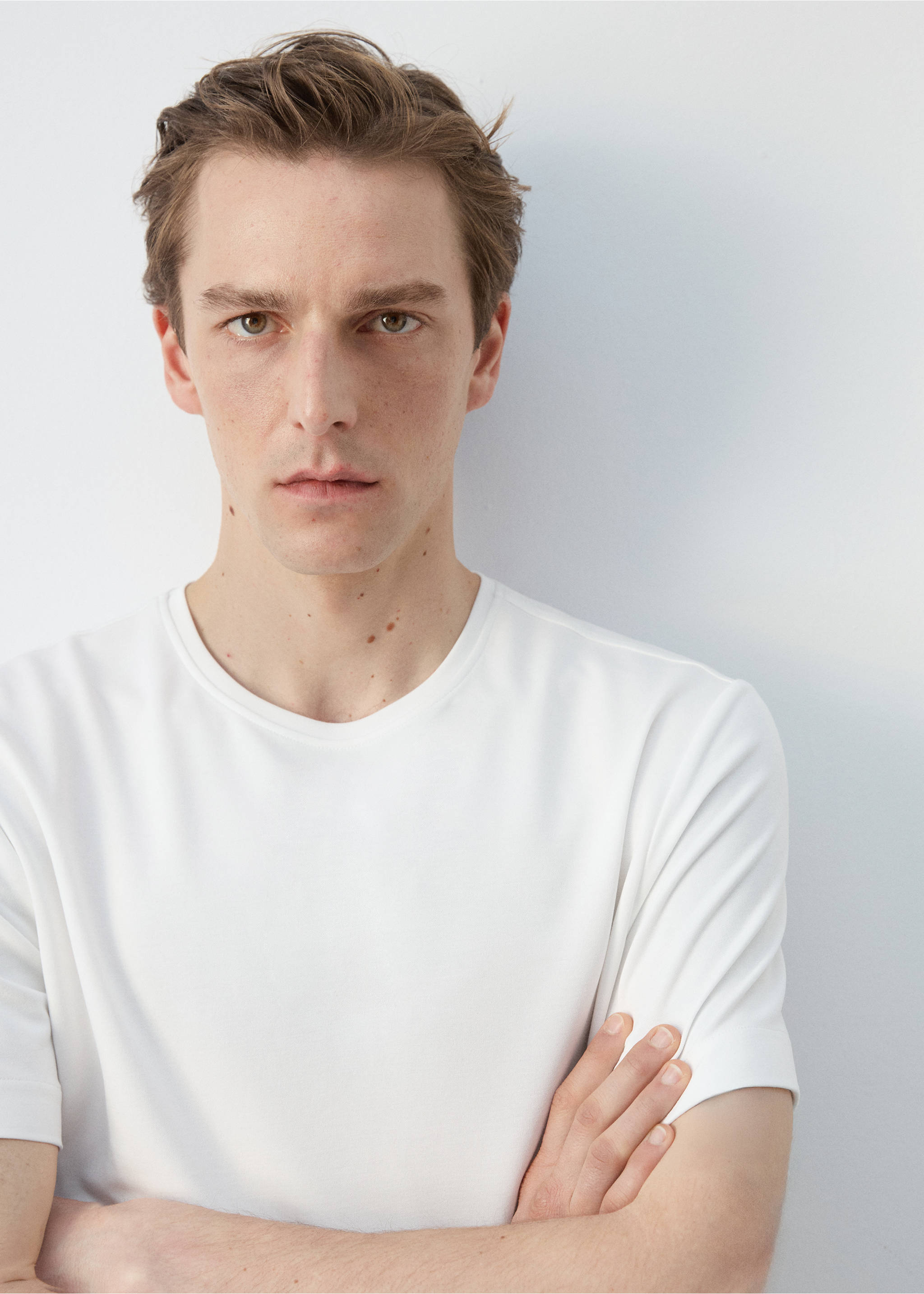 T-shirt slim-fit manches courtes - Détail de l'article 1, Blanc. Ref: 27037911-00.