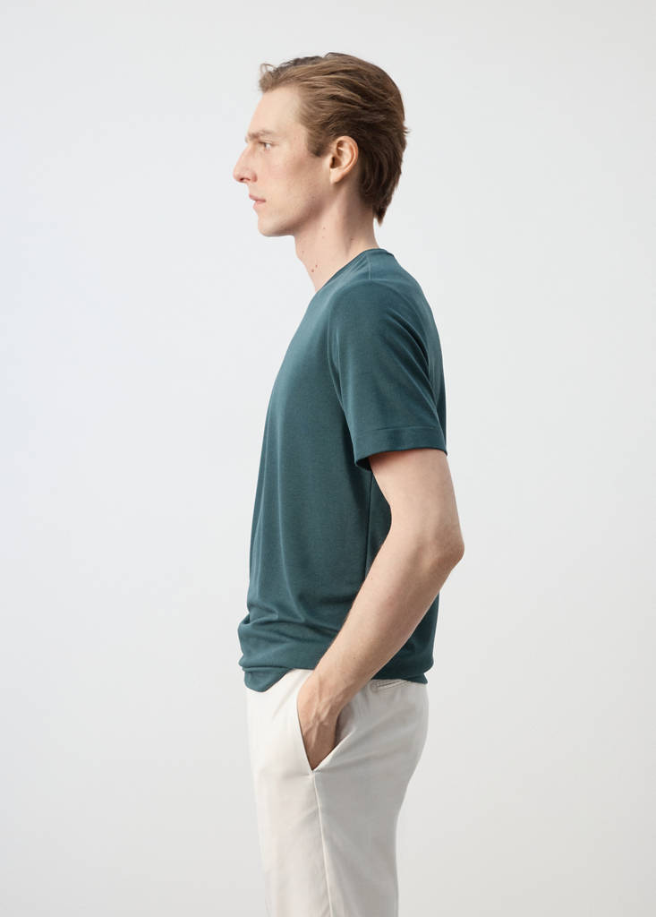Slim-fit short-sleeved t-shirt — Dark Green