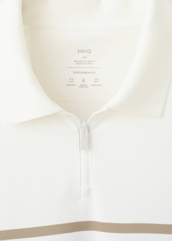 Two-tone zip neck polo — Beige